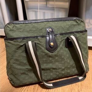 Louis Vuitton Monogram Mini Lin Tote in Khaki/Olive green - Authentic